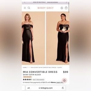 Birdy Grey Black Satin Convertible Dress